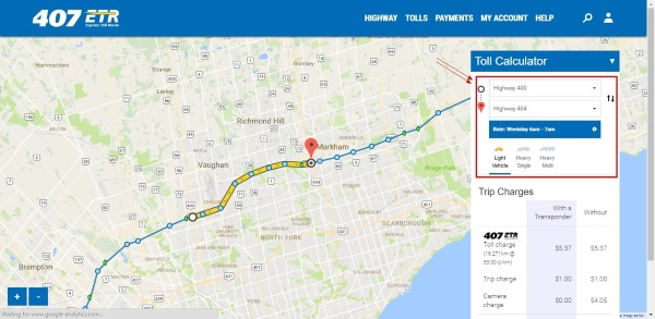 407高速公路收费计算器