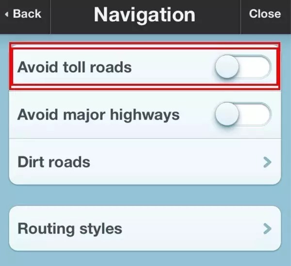 加拿大GPS导航设置-避开收费公路