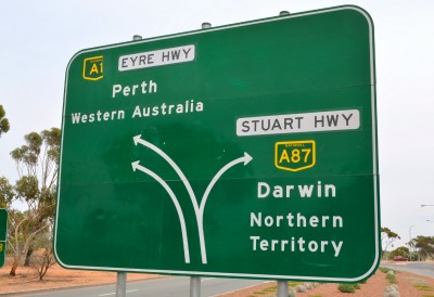 Panneau de direction en Australie